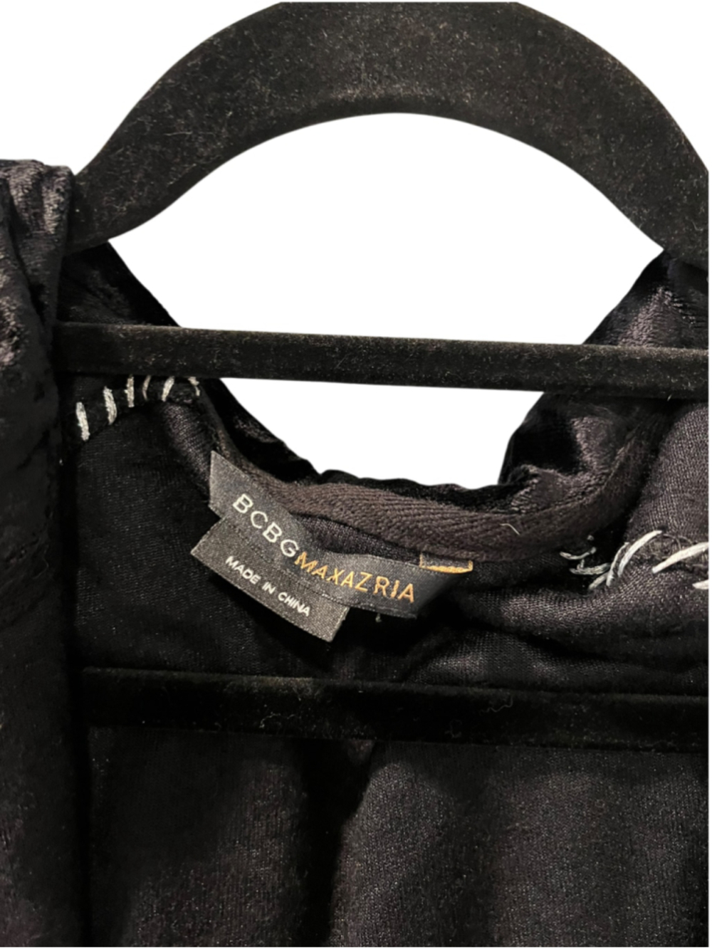 Vtg Y2K BCBG Max Azria Black Velour Rhinestone Hoodie Gothic Fairy McBling Large - Picture 4 of 10